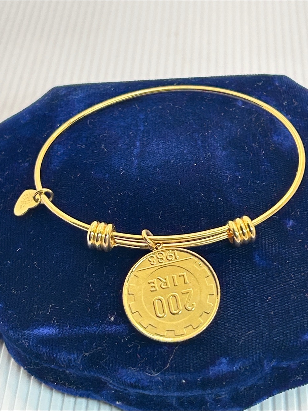 Alex and Ani Gold-Tone Coin Charm Adjustable Bangle Bracelet